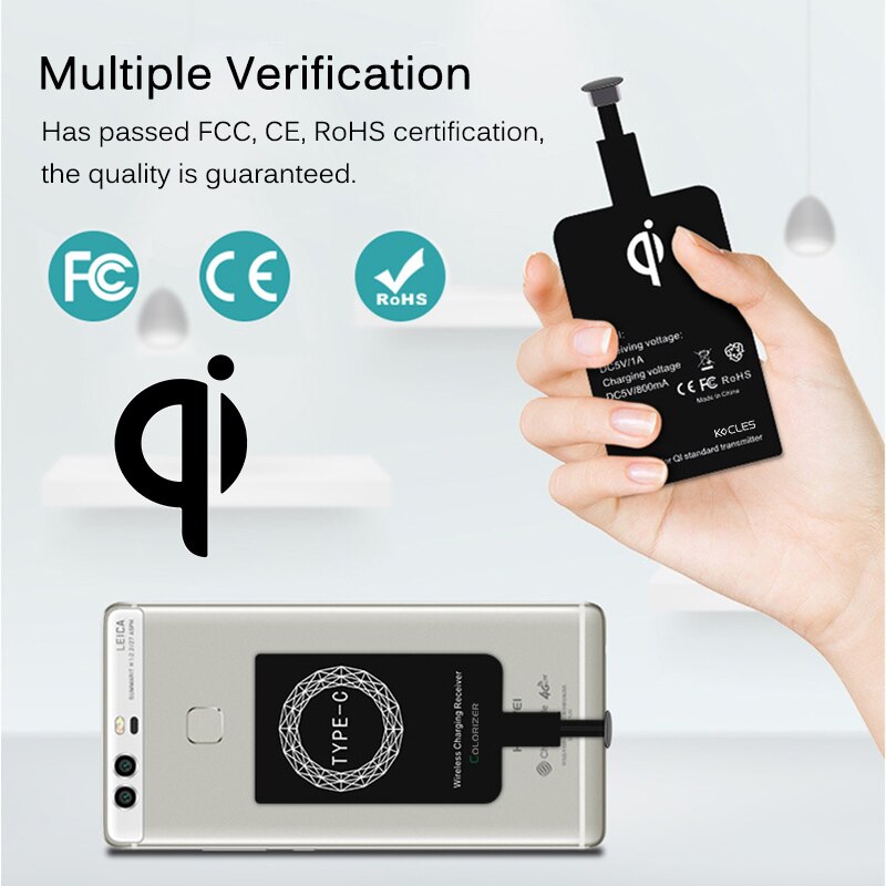 Protefeuille Universal Qi Wireless Charger Receiver For iPhone 5S SE 6 7 Plus Android Charging Adapter Pad Inductive Accessories BQ. 