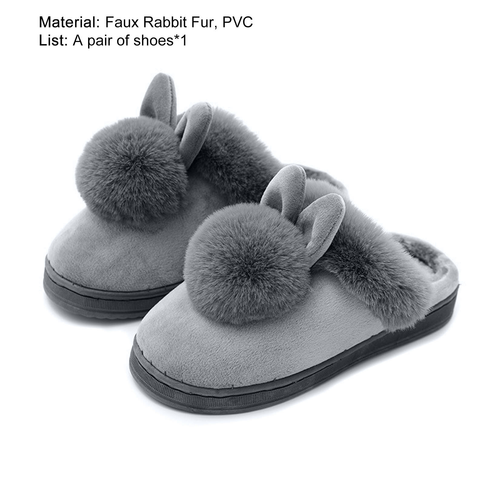 Mosbeha Warm Slippers Candy Color Slip-on Fluffy Slippers Winter Shoes. 