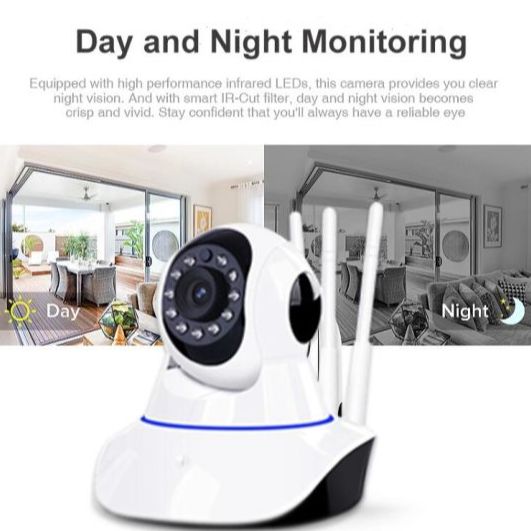 V380 PRO Q5 2MP HD 1080P WIFI IP Camera Night Vision 2 Way Audio 360 Degree Robotic 3 Antenna Camera With Land Port. 