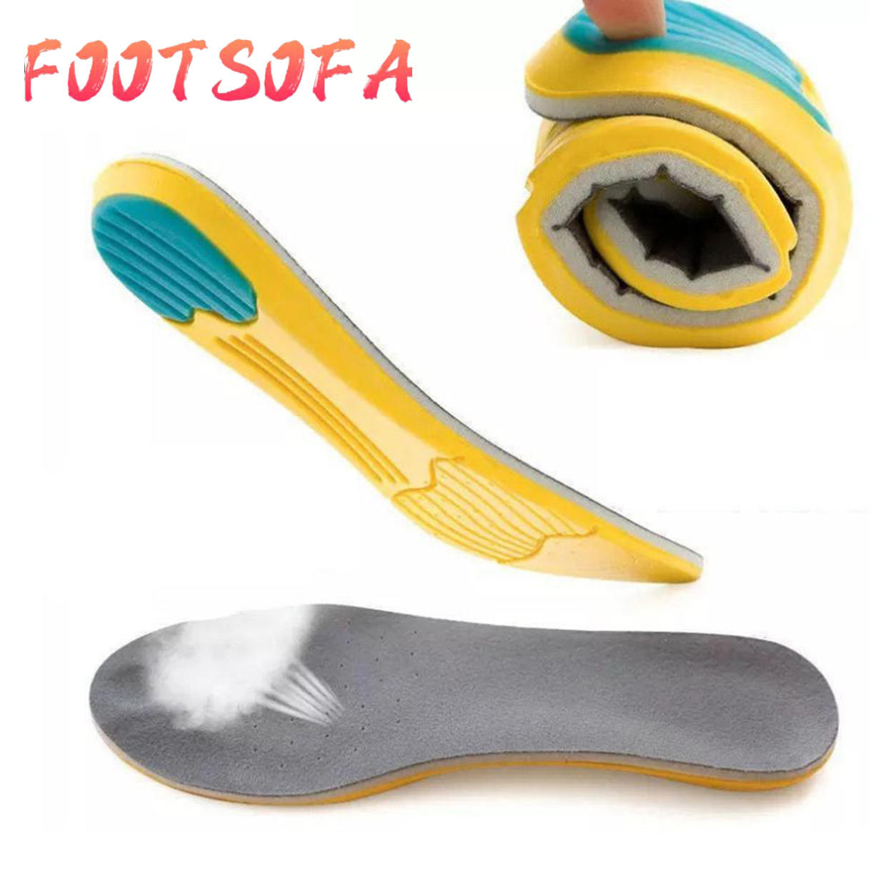 Memory Foam Insoles , Orthotic Arch Insert Shoe Pads Cushion Sport Suppot, 1Pair. 