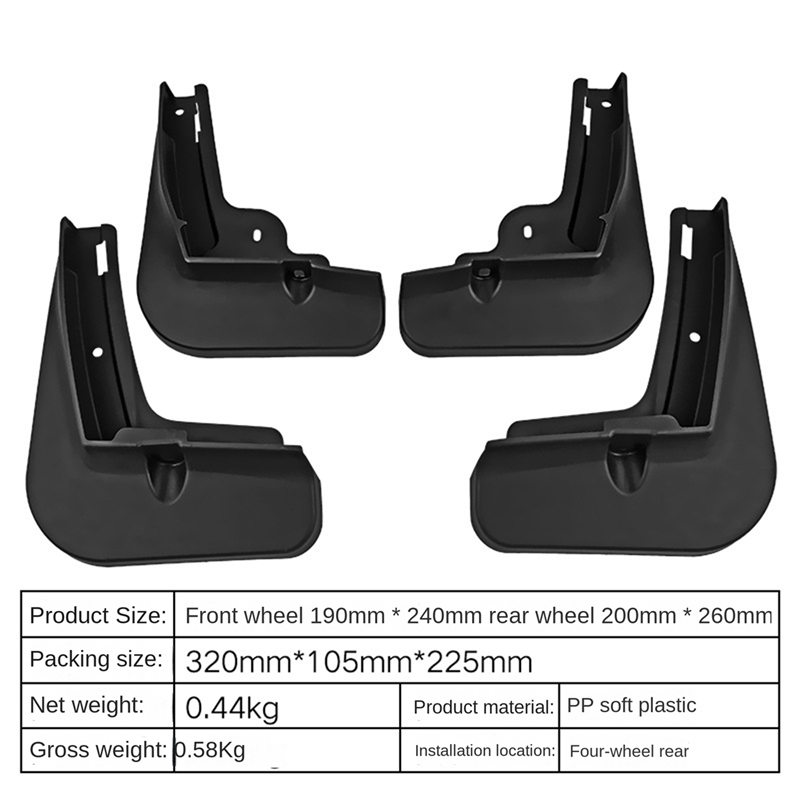4Pcs Car Mud Flaps for BYD Dolphin EA1 2021-2022 Mudguards. 