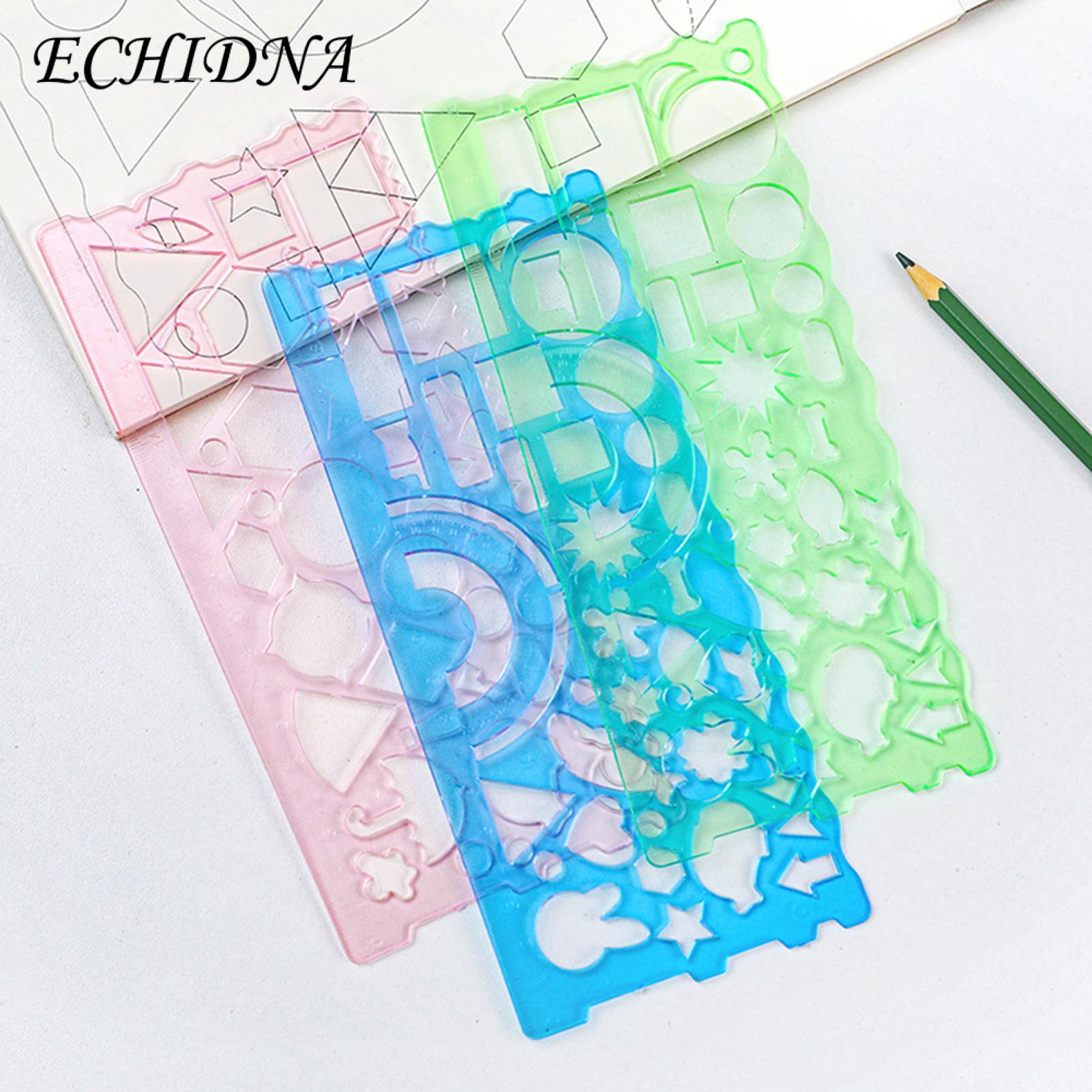 2pcs Clear Geometric Drawing Ruler Multifunctional Precise Easy-to-use Protractor Straightedge. 