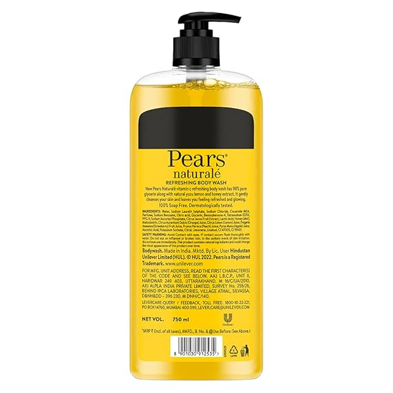 Pears Naturale Refreshing Vitamin C Body Wash (Yellow) - 750ml. 