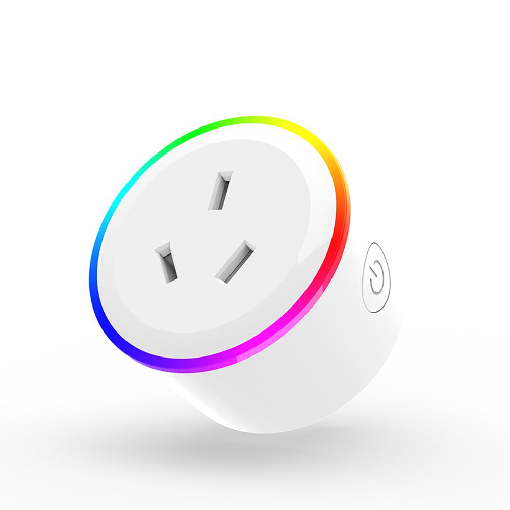 XS-A18 AC100-240V 10A AU Plug WIFI Control Socket Wireless Timer Switch Outlet With RGB LED Light Voice Control -. 