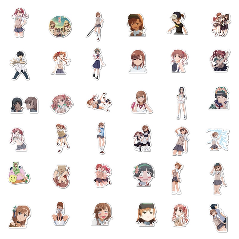 【happy one】Toaru no Railgun Anime Sticker Cute Girl Decals for Kid Phone Pack Skateboard Luggage Waterproof Stickers. 