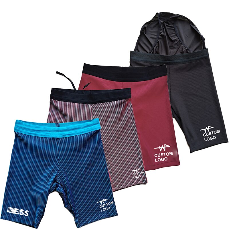 Stripes Man Marathon Leggings Man Sports Mesh Shorts Fast Running Speedsuit Track and Field Middle Pants Custom Logo. 