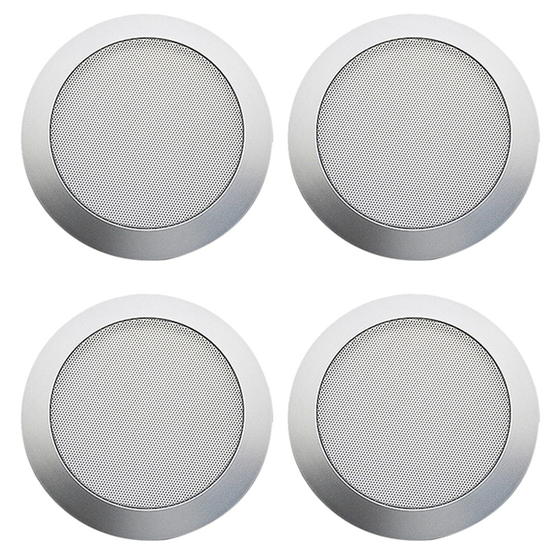 2X Ceiling Speaker Grille, 4-Inch Ceiling Embedded Audio Speaker Grille(Silver)