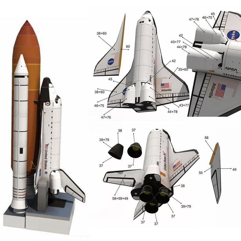 【happy one】Set Children DIY Space Shuttle Models Paper Airplane 1:150 Model Space Toys Handmade Rocket Educational For Kids V6H8. 