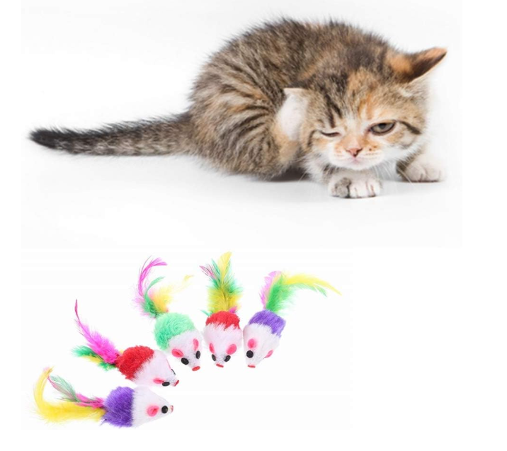 Colored feather tail mouse toy For Cat and Dog. 