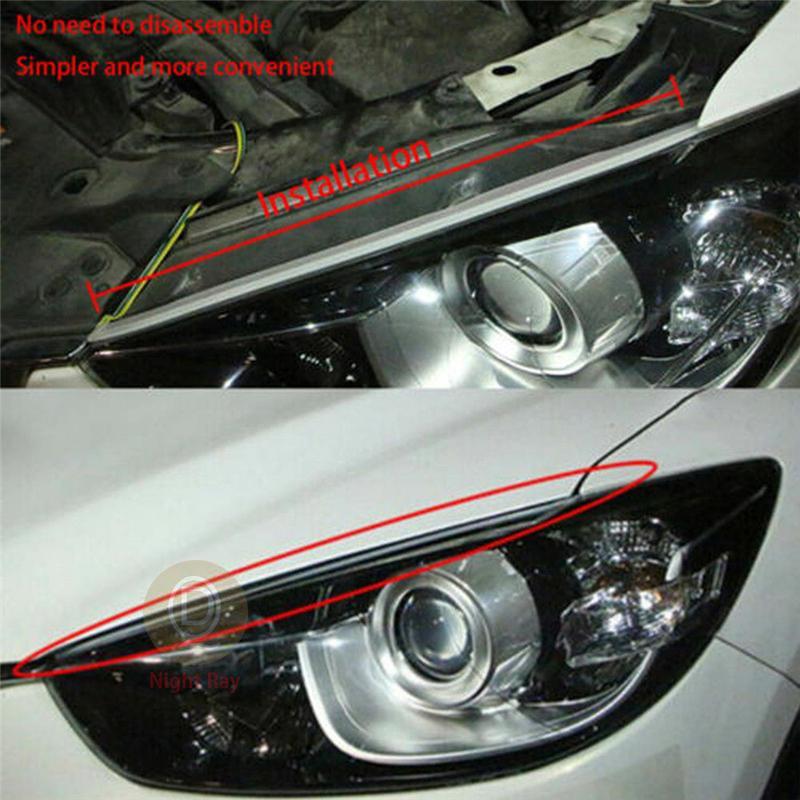 2x 2021 Latest LED Car DRL Daytime Running Light Automatic Motorcycle Mobile Turn Signal Bicycle Thin Strip Light Modeling Accessories（Ice Blue&Yellow-30cm）. 