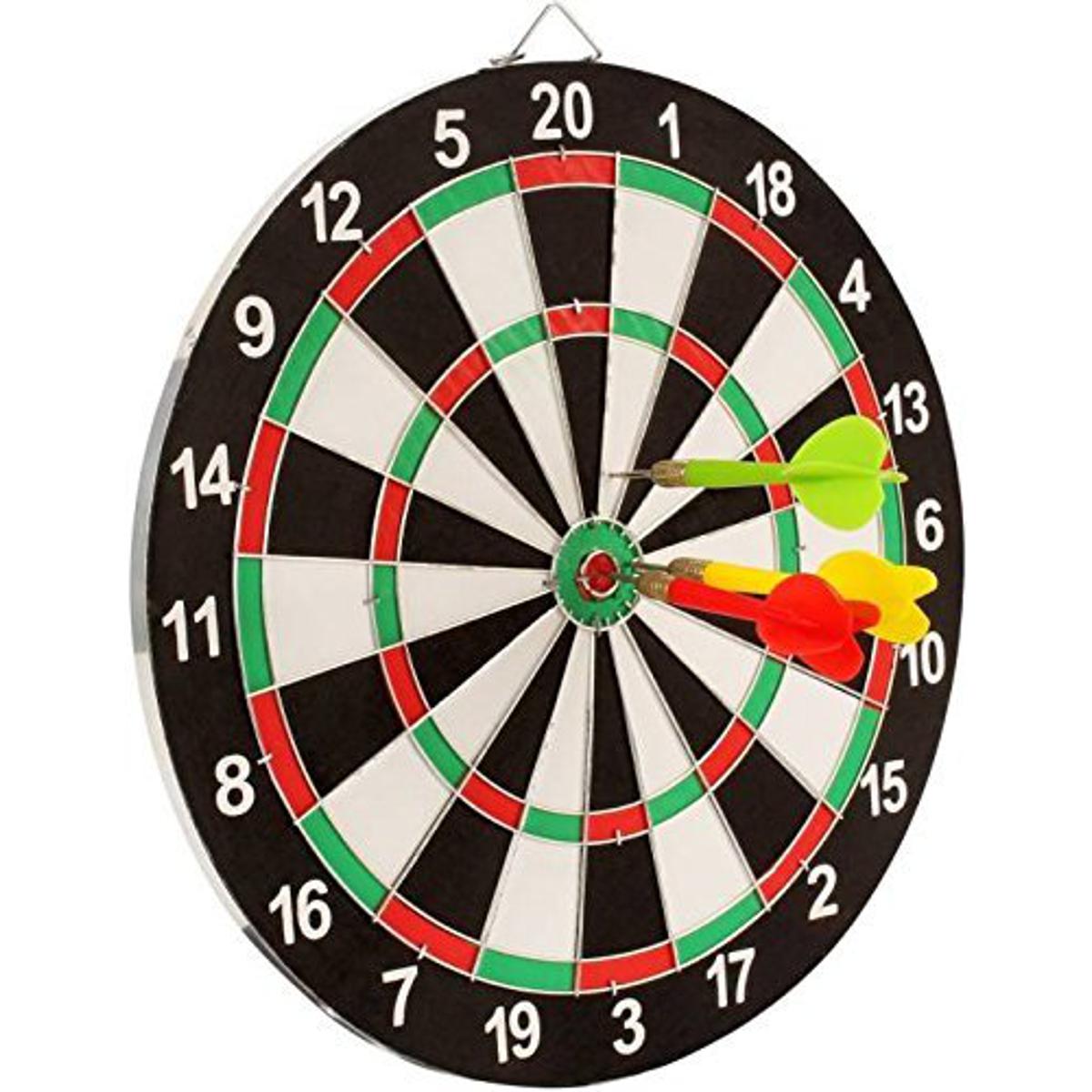 18" Inch Dart Board Game with Multicolor Non Pointed Darts - Fitness Mart