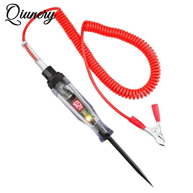 Qiunery Car Voltage Test Pen, 6V/12V/24V Auto Electric Tester With Steel Probe, Clip, Fault Testing Tool, 6.8" Pen Length Voltage Continuity Test For Most Cars. 