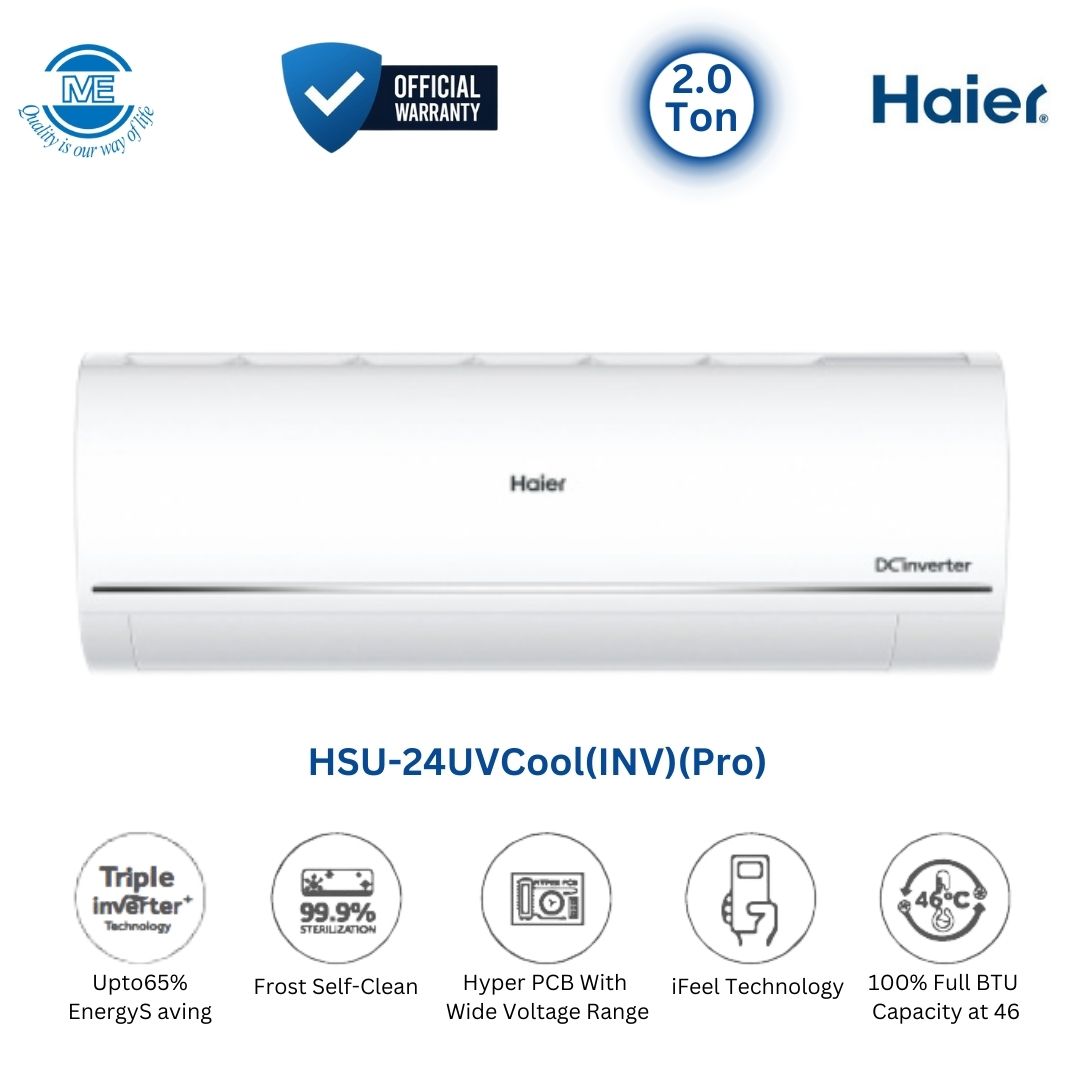HAIER 2.0 Ton UVCOOL Energy Saving Inverter Plus AC With Self-Clean, Free Delivery and Official Warranty | HSU-24UVCool(INV)(Pro)