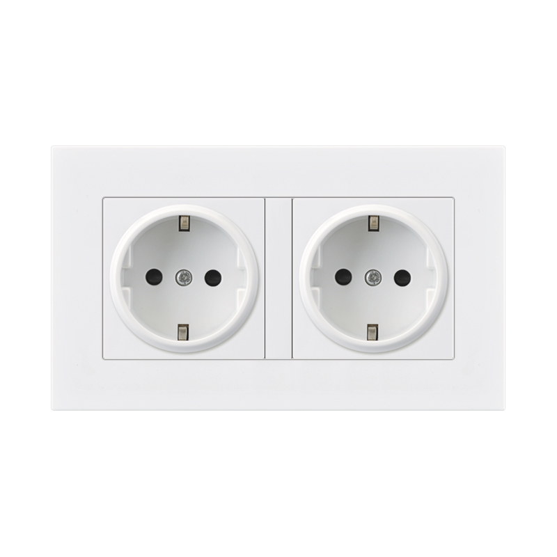【YIYANGMAOYI111】2 Gang Russia EU Wall Socket With 2 USB Charge Hidden Soft LED Indicator PC Panel Black White Grey