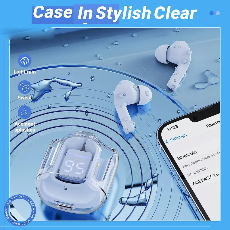 BT30 Mini transparent Wireless Bluetooth headset Digital display ENC noise reduction. 