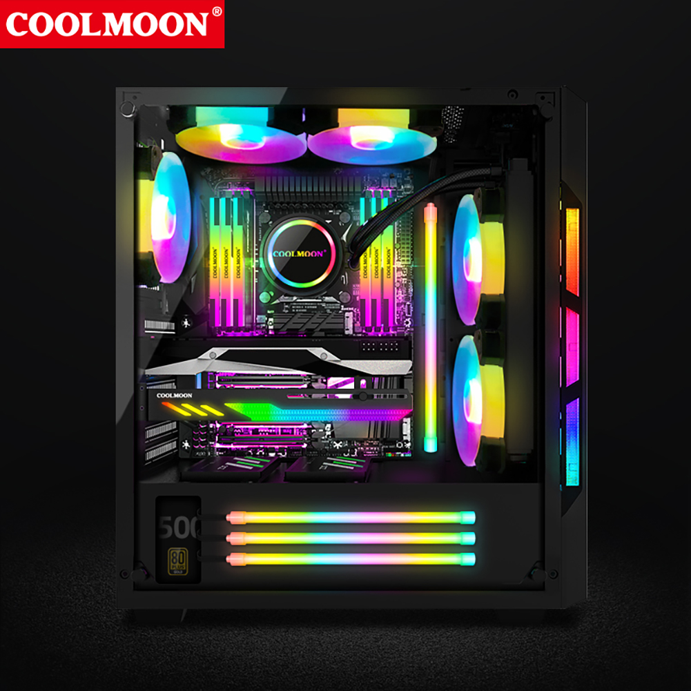 Coolmoon 30Cm Rgb Led Strip Argb Pc Case Led Light Bar 5V 3PINx2 + 4PIN Desktop Computer Case chassis Diy Kleurrijke Sfeer Lamp. 