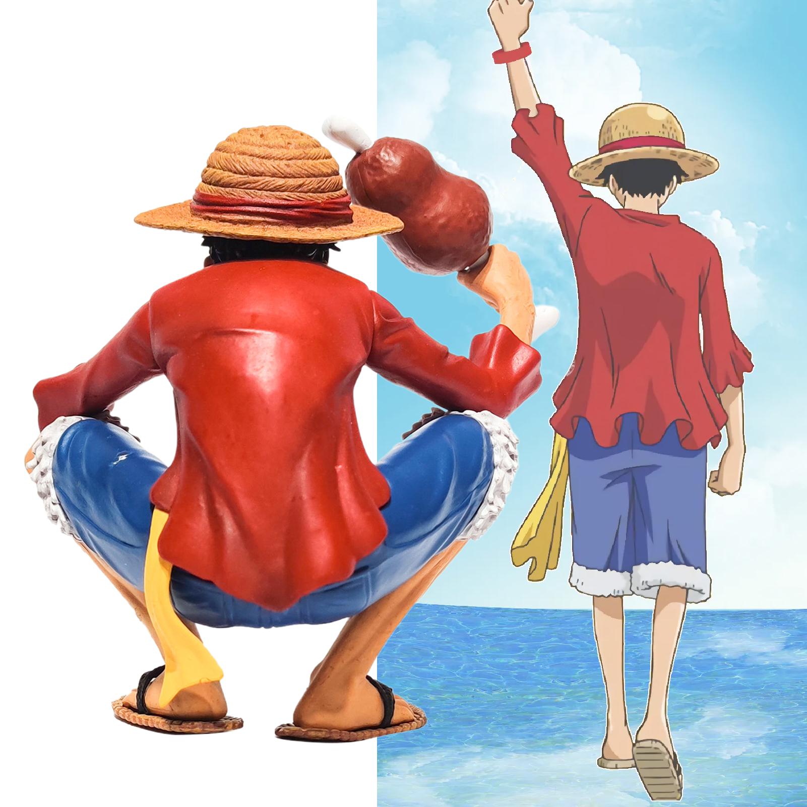 Figurine Model Wear-resistant One Piece Anime Squatting Luffy Desktop Decoration. 