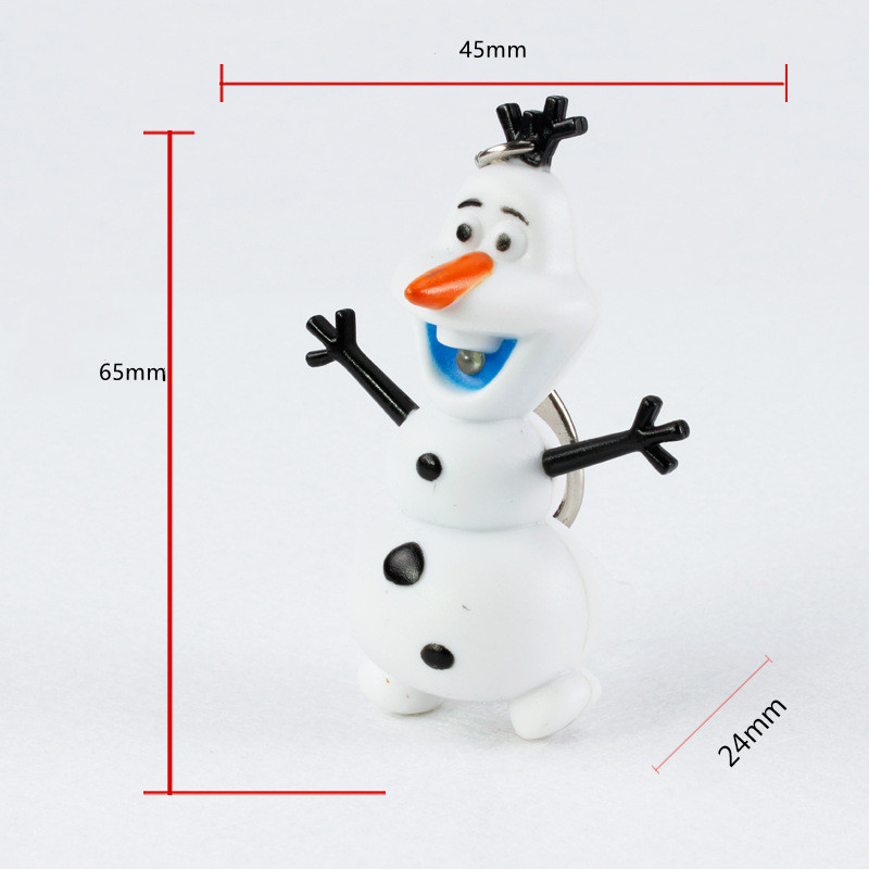 LED Light Sound Disney Olaf Keychain Model Toys ABS Snowman Figure Pendant Key Ring Birthday Gift. 