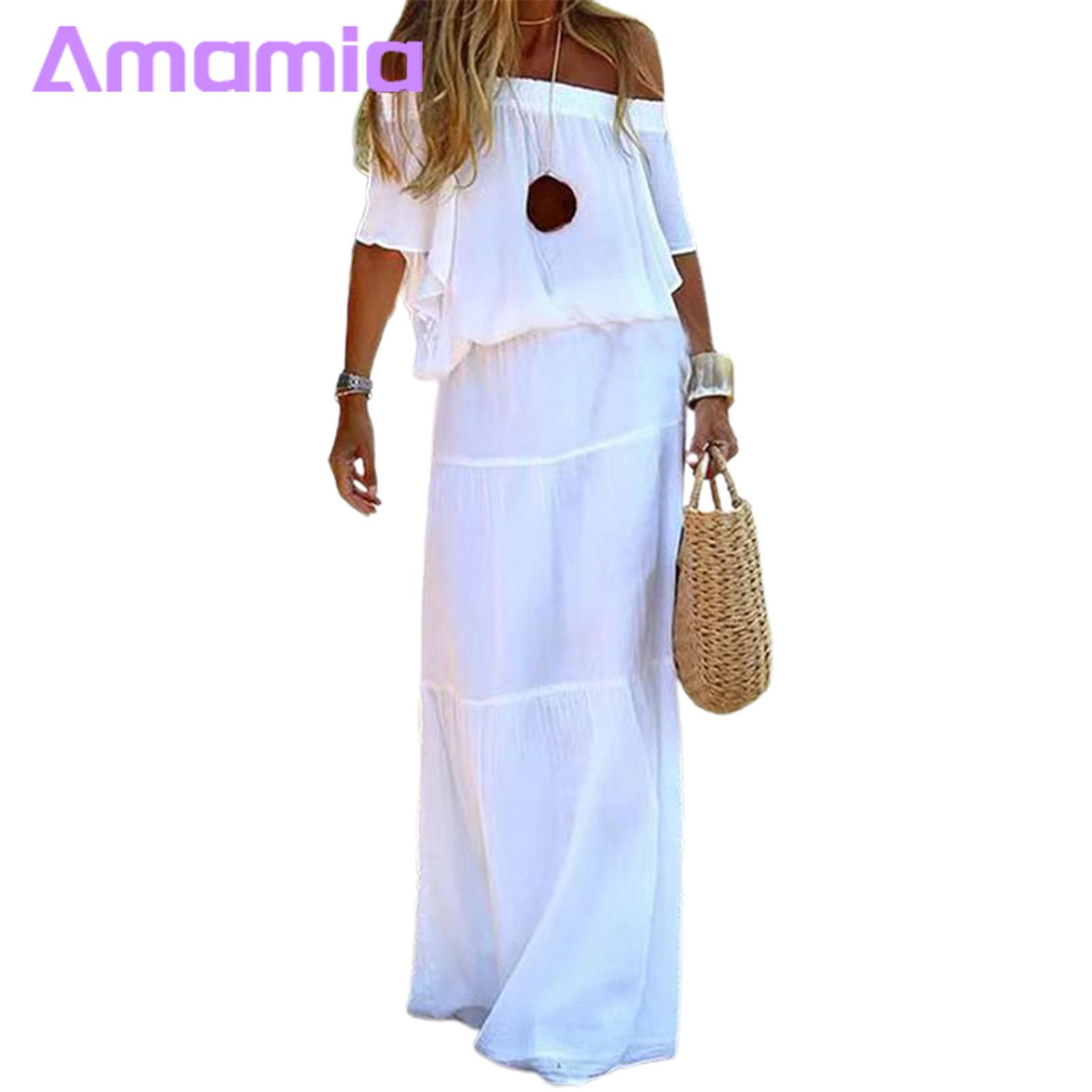Amamia Beh Dress Lightweight Off Shoulder Slash Neck Dress