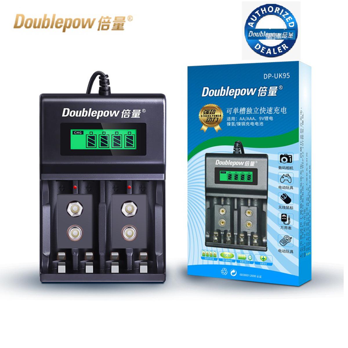 Doublepow UK-95 LED Display Smart Fast Charger with Full Charge Indicator & USB Portable Plug Connector for 1.2V  AA/AAA Size & 9V Rechargeable Ni-MH/Ni-Cd Battery - 1 Piece