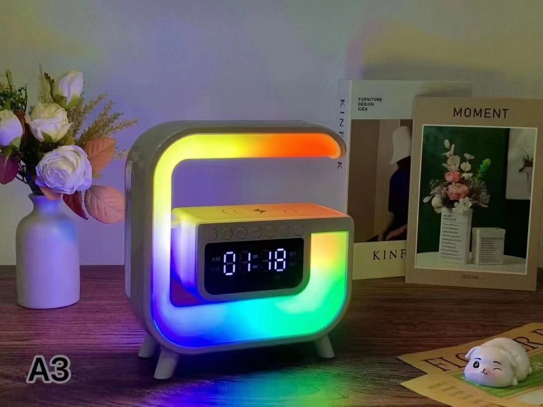 Factory direct sales big G smart stage light Bluetooth speaker wireless fast charging colorful bedside atmosphere light wake up light USB. 