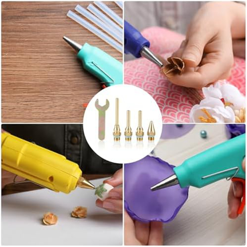 Copper Nozzles for Hot Glue Tools Sturdy Nozzle Tips Kit for Craft School Fine Tip Nozzle, Metal. 