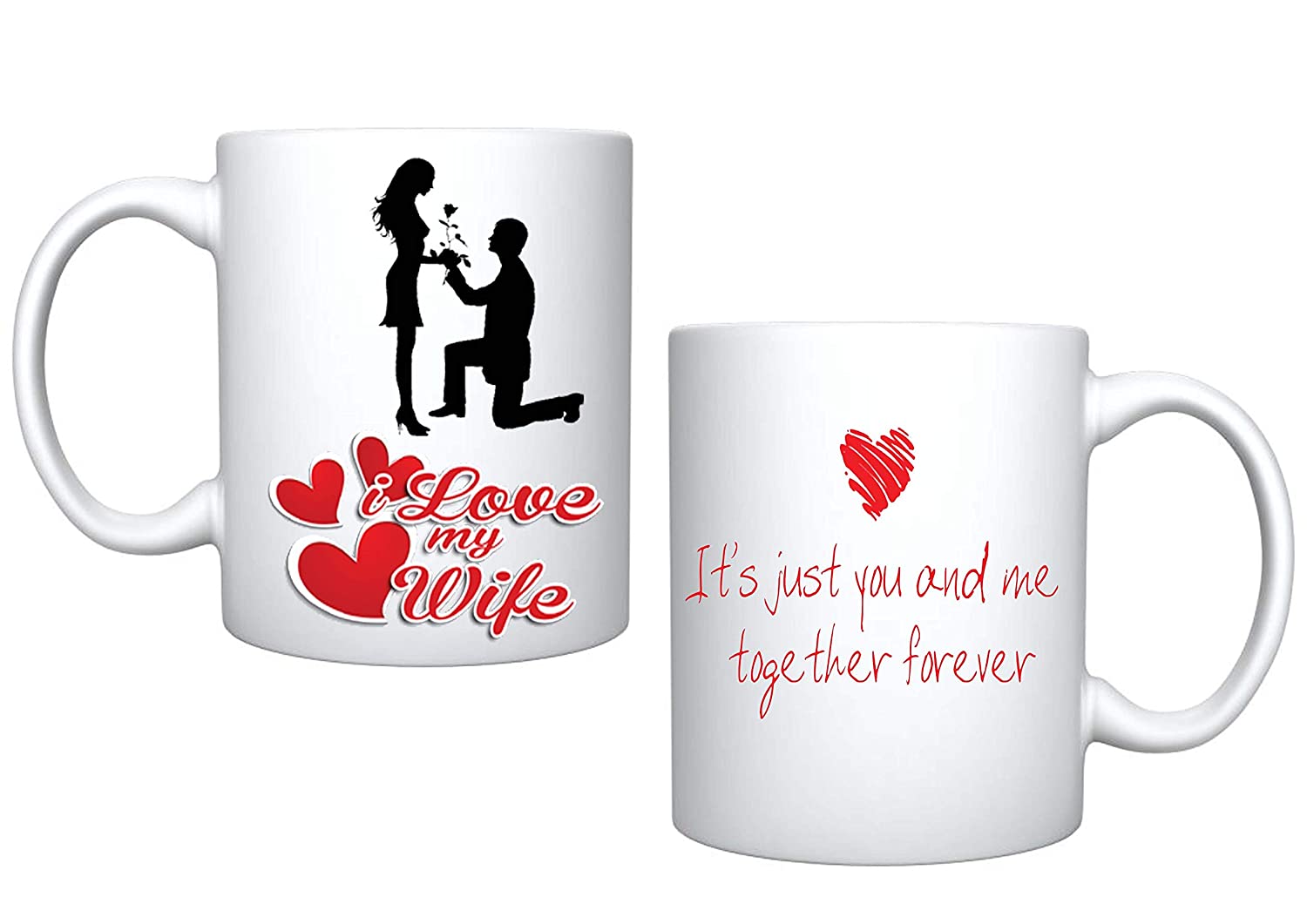 I Love My Wife Glossy Printed White Ceramic Tea/Coffee Mugs Ideal Gift For Couples Girlfriend Boyfriend Men Women Boys Girls Mr. & Mrs. Microwave Safe Int-9512 - Coffee Mug. 