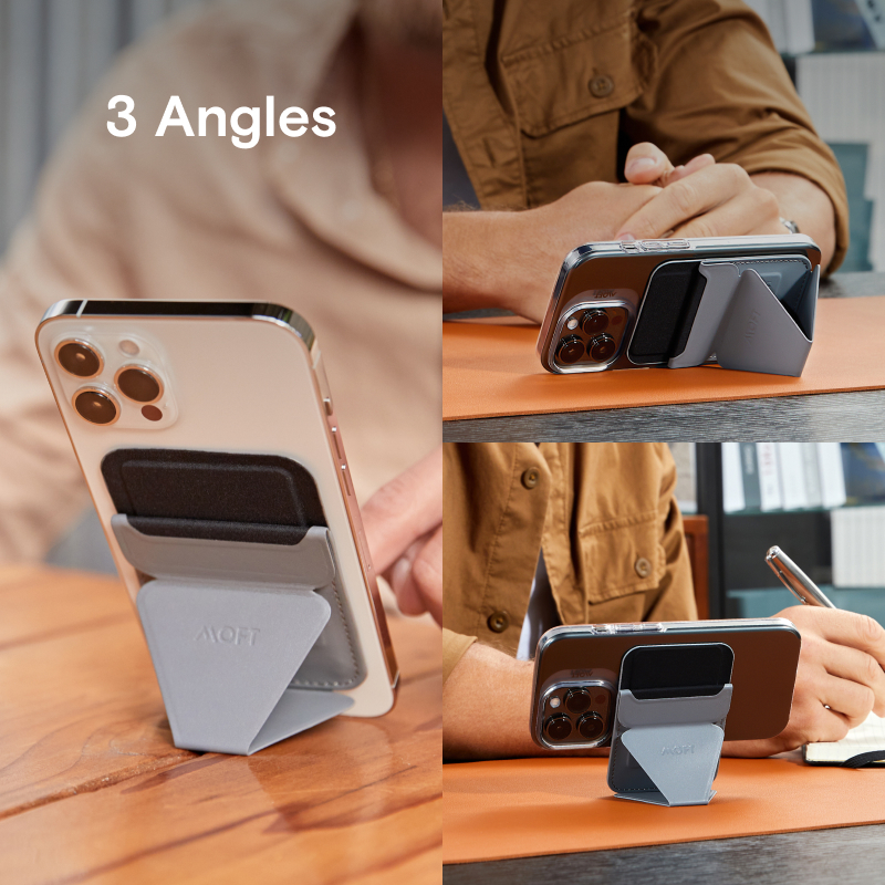 MOFT Magnetic Snap-on Phone Wallet Stand for iPhone 15/14/13/12 Series Compatible Phone Stand with 3 Viewing Angles. 