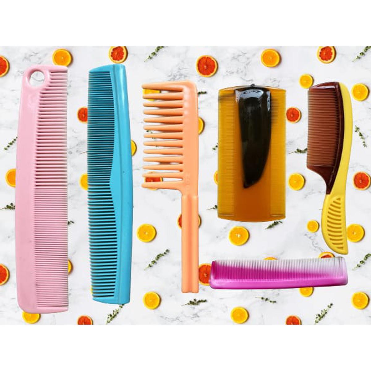 6 Pis Hair Combo Set / All Size Hair Comb / Stylish Plastic Chiruni / Chironi / Plastic Hair Comb / Chiruni (Multi Colour)
