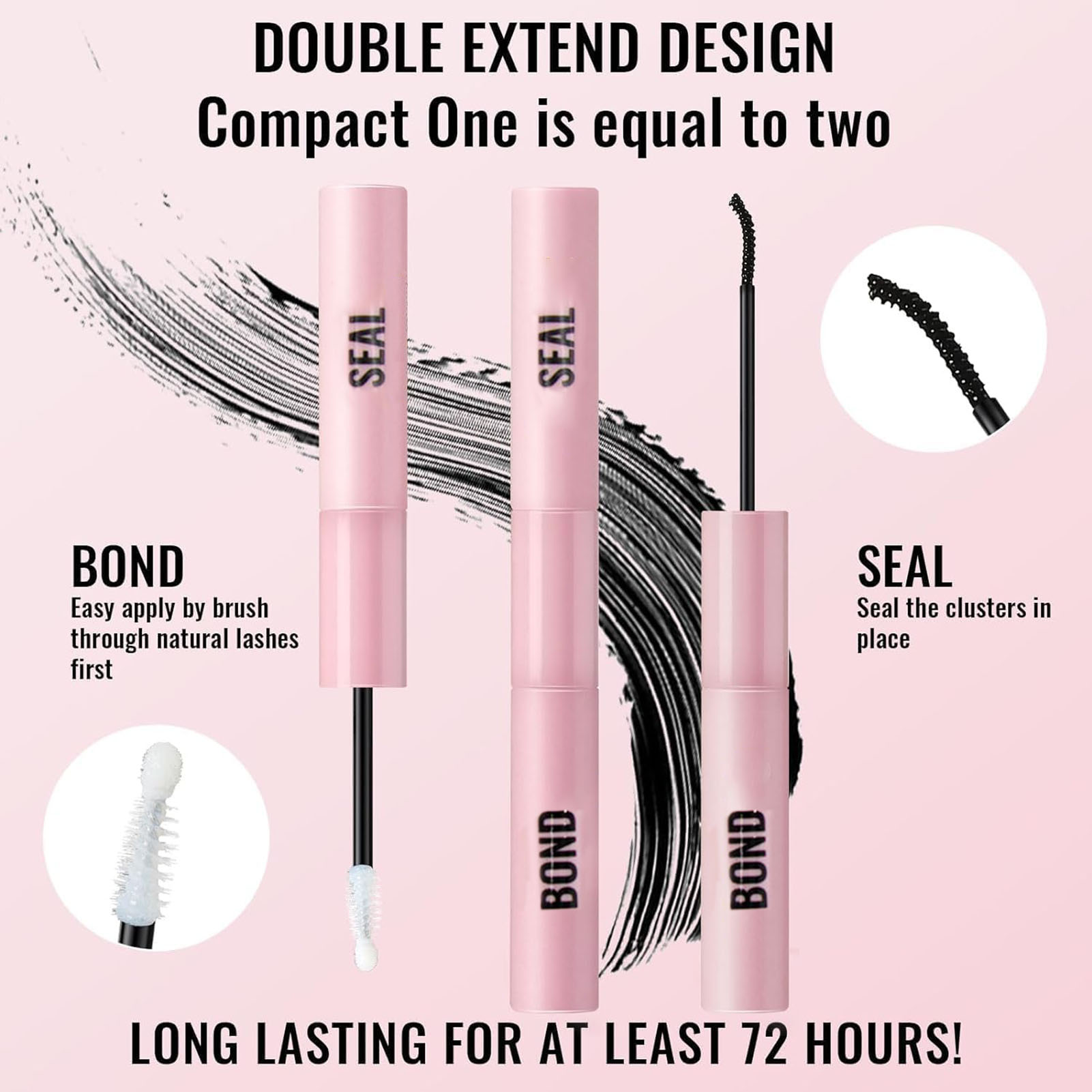 Ethereon Double-ended Eyelash Glue Long Lasting Waterproof Eyelash Glue for Strong Hold 5ml Double-ended Adhesive for Faux Lash Extension Makeup Tools Buy 1 Get 1 Free Easy to Apply Eyelash Adhesive. 