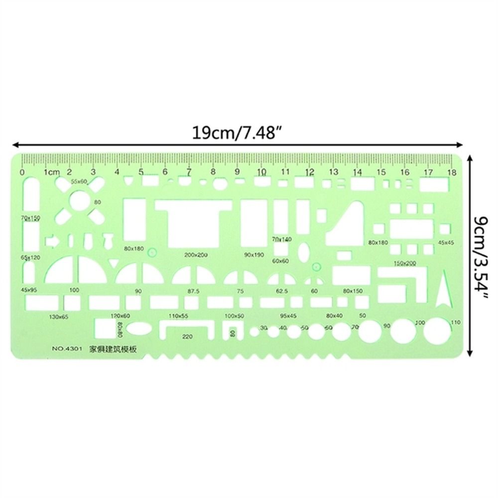 Plastic Transparent Stencil Green Oval Measuring Tool Curve Ruler Drawing Ruler Geometric Ruler Template Ruler