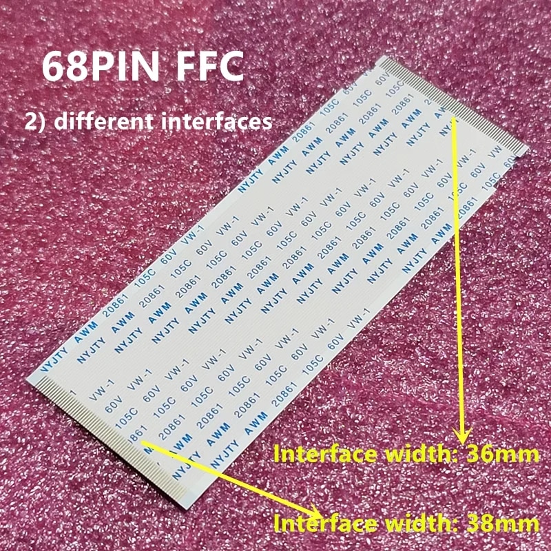 With Ears Gold Plated FFC FPC Flat Flexible Cable AWM 20706 20861 105C 60V VW-1 A-Type Ribbon Wire 60Pin/68Pin 10CM-50CM 60P/68P. 