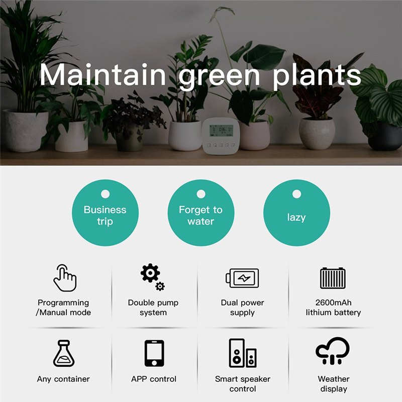 WiFi Tuya Smart Watering Machine Automatic Micro-Drip Irrigation System Plants Controller System for Alexa. 