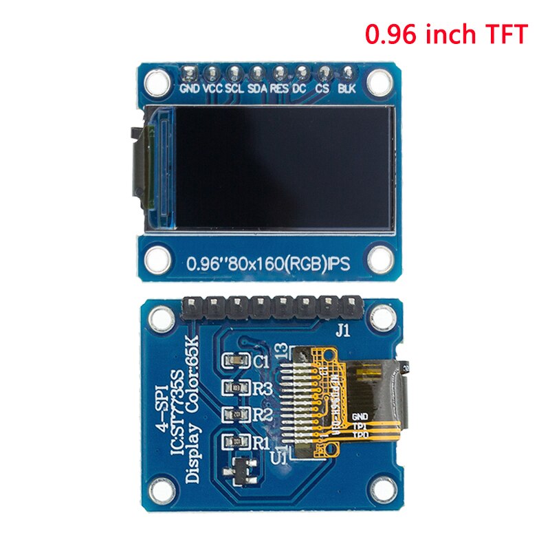 TFT Display 0.96/1.3/1.44/1.77/1.8/2.4/2.8 inch IPS 7P SPI HD 65K TFT Full Color LCD Module ST7735 Drive IC 80*160 For Arduino. 