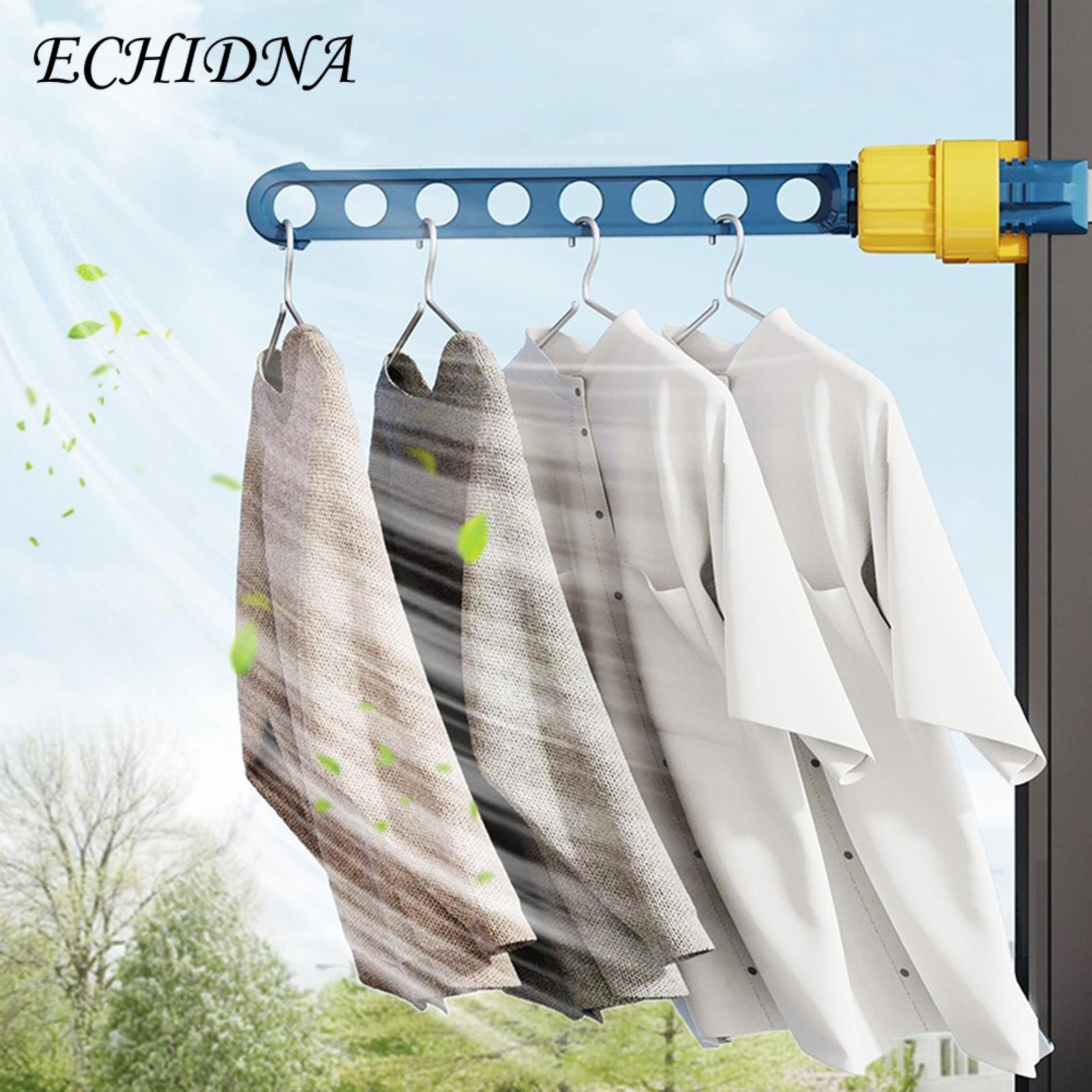 Heavy Duty Clothes Rack Portable Adjustable Clothes Hanger Rack Heavy Duty Travel Drying Holder for Window Frame Mount 8-hole Organizer Multi-holes Clothes Rack