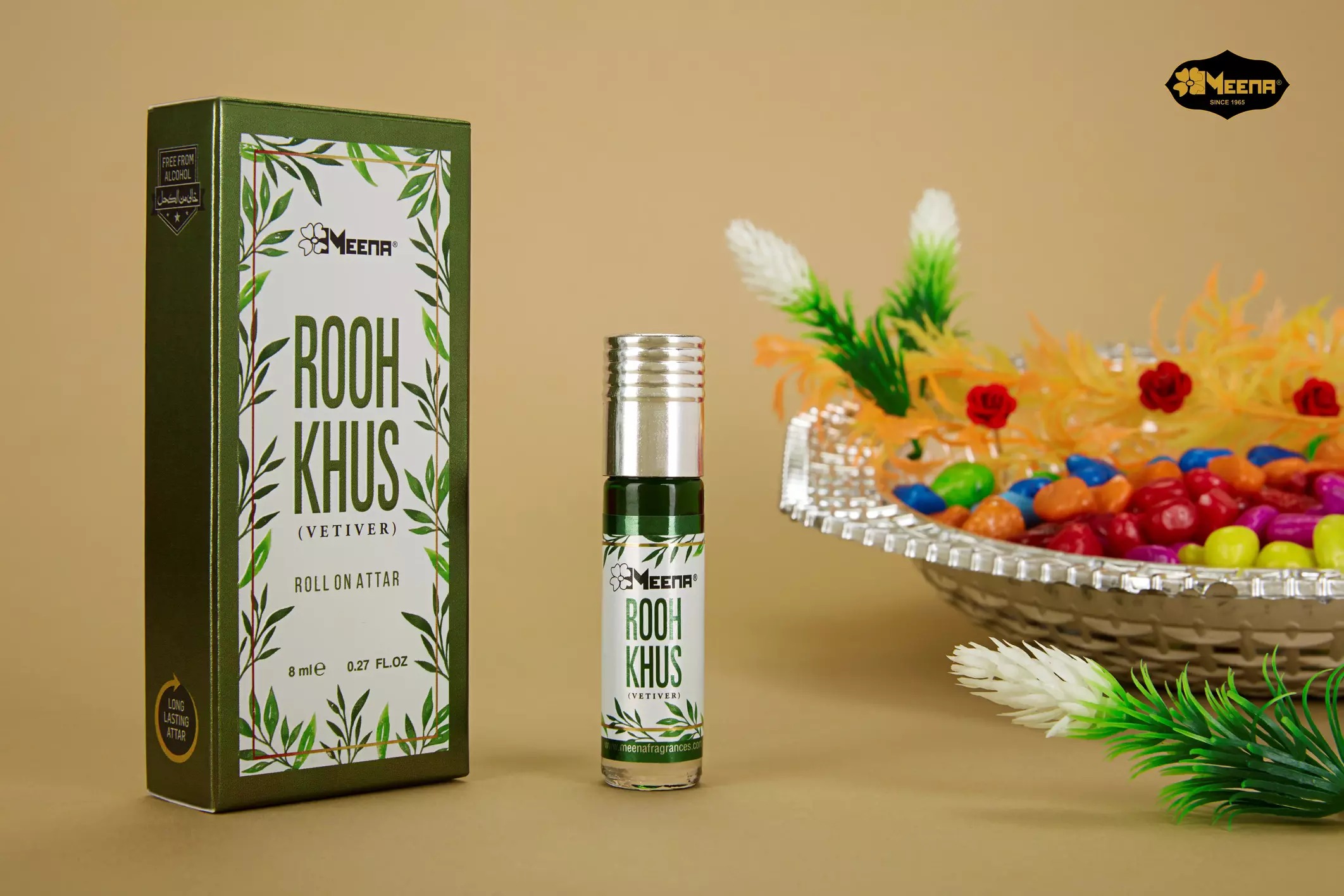Meena Rooh Khus - Perfume Roll On Attar for Men - 8ml. 