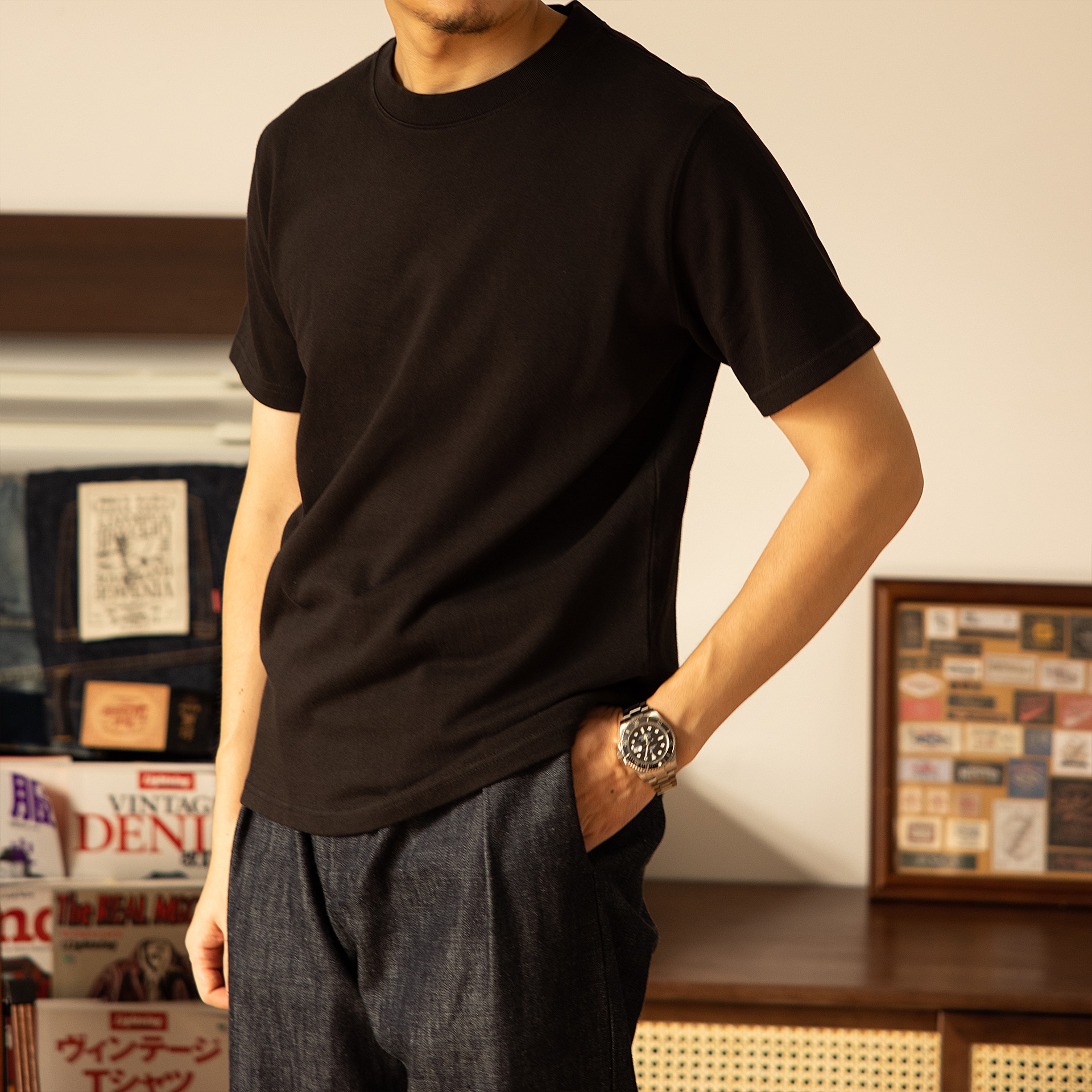 T1-0009 RockCanRoll Asian Size Mans 300gsm Super Heavy Casual Tee Cotton T Shirt 6 Colours. 