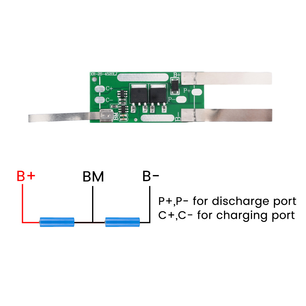 1S 2S BMS Separate Port Charge Board 3.7V 7.4V 18650 21700 26650 Lipo Lithium Battery 8A 10A Charge Discharge Module for Motor. 