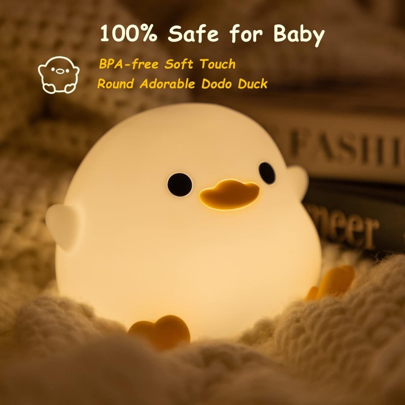 Led Night Light For Children DoDo Duck Nightlight with 20 Minutes Timer Touch for Bedrooms Living Room Rechargeable Desk Lamp. 