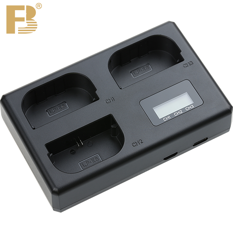 FB LP-E6 Battery Charger 3 Slot Charger for Canon EOS 5D Mark II III 50D 6D 60D 7D 70D 80D 90D 6D 7D 8D 5DS 5D3 Micro R5 R6 DSLR
