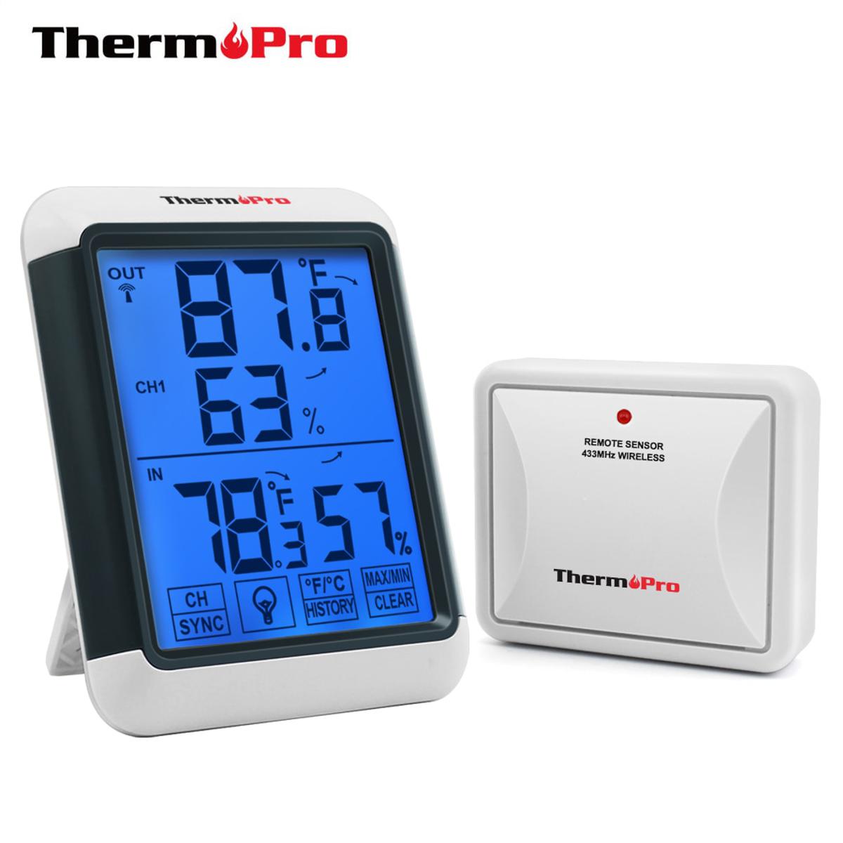 ThermoPro TP65A 100M  Weather Station Hygrometer Indoor Outdoor Tature and Humidity Monitor with Touch Screen