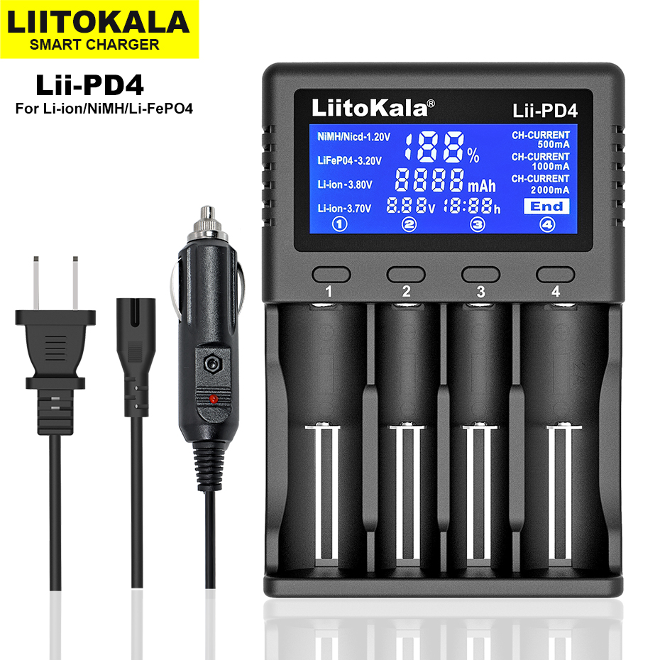 Liitokala 18650 Charger Lii-PD4 PD2 S12 3.7V 3.2V 1.2V Smart Battery Charger LCD Display 21700 26650 AA AAA Etc Test Capacity. 