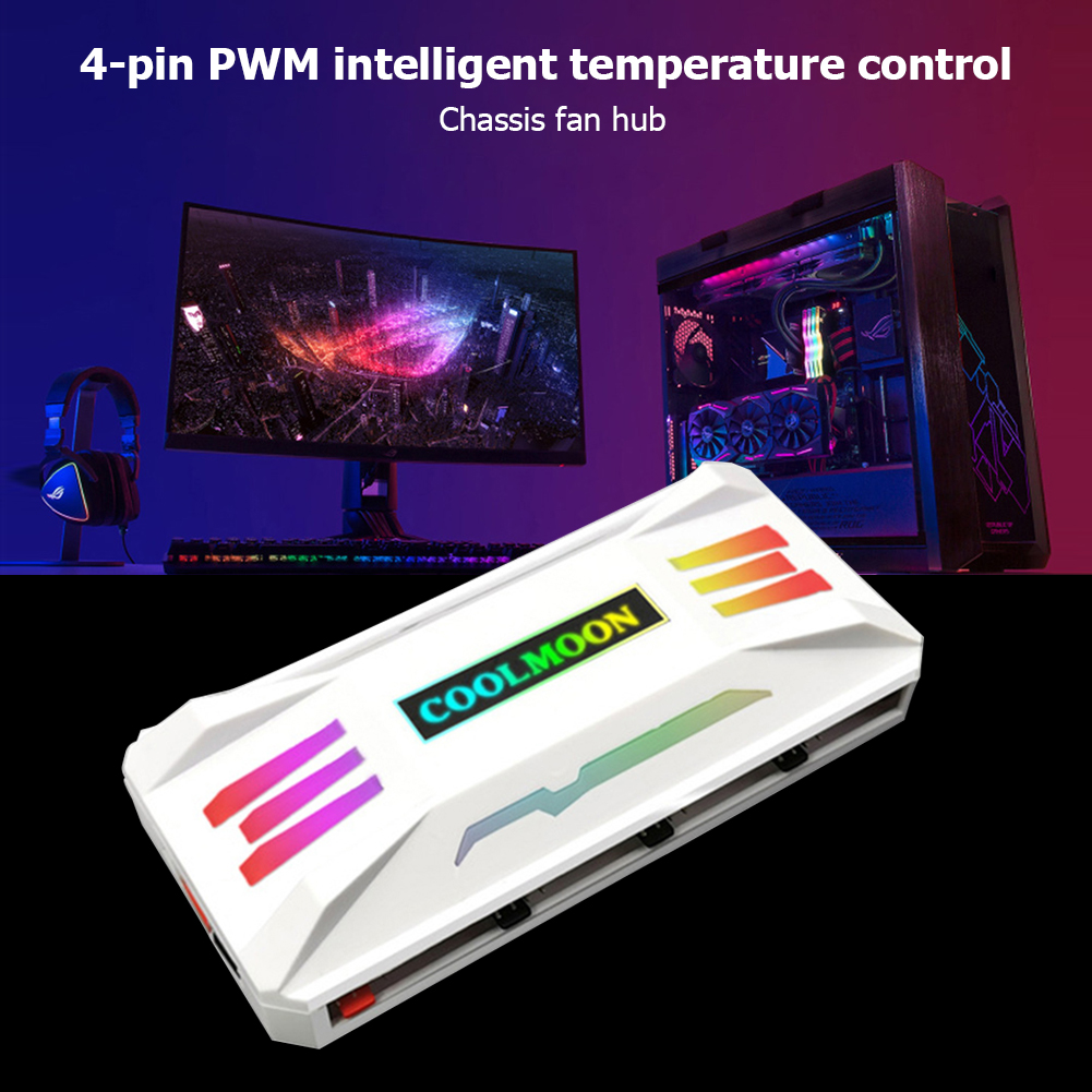 Coolmoon Argb Controller 4pin Pwm 5v 3pin Argb Cooling Fan Smart Intelligent Remote Control For Case Chassis Radiator. 
