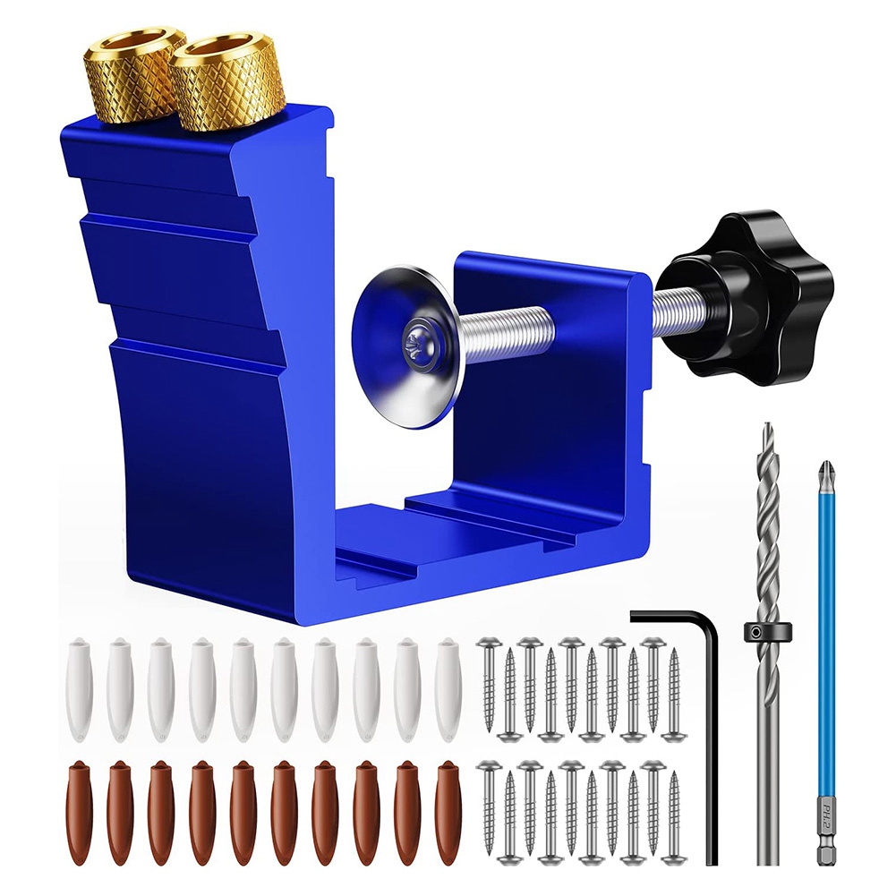 1 Set Pocket Hole Jig Kit for 15° Angled Holes, for Woodworking Angle Drilling Holes A