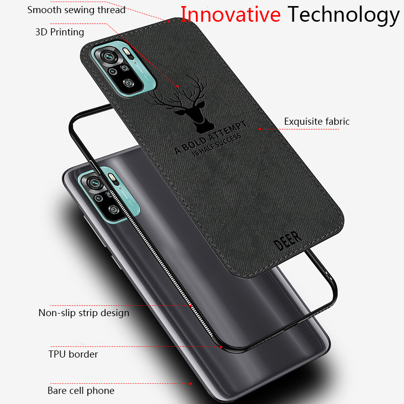 Biruiqu For Redmi Note 10 4G / Redmi Note 10S Hybrid Soft TPU Deer Pattern Leather Shockproof Case Cover. 