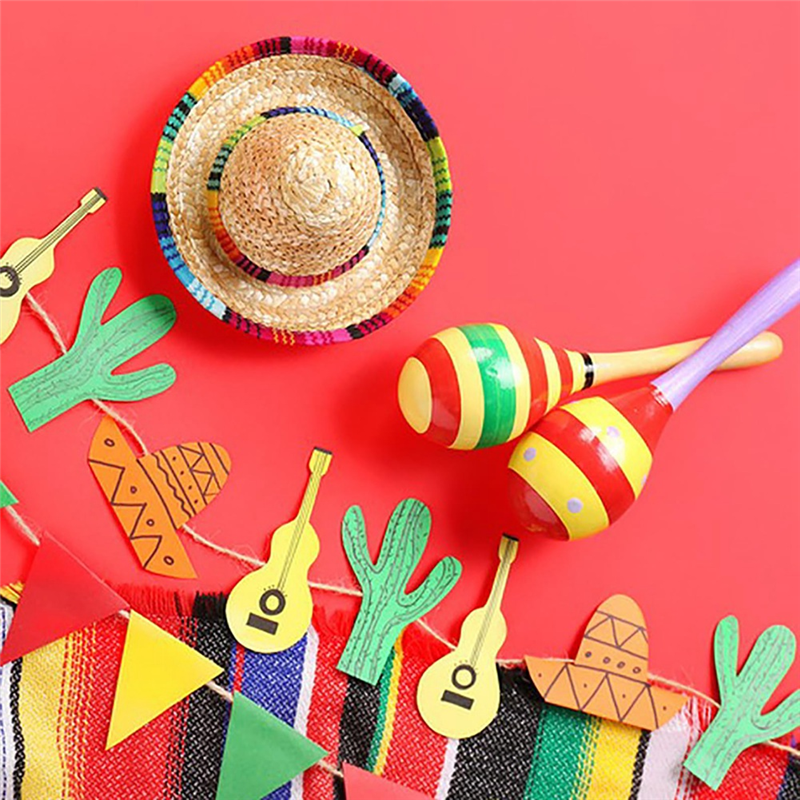 6 Pack Small Sombrero Hats, 6.5 Inch Natural Straw Hats
