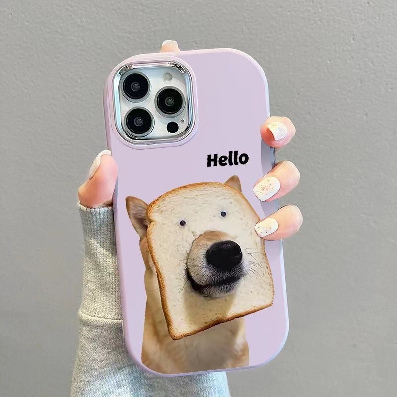 Funny Emoji Bread Shiba Inu for Apple 14promax Phone case 12/13 All-Inclusive Soft Shell iPhone15. 