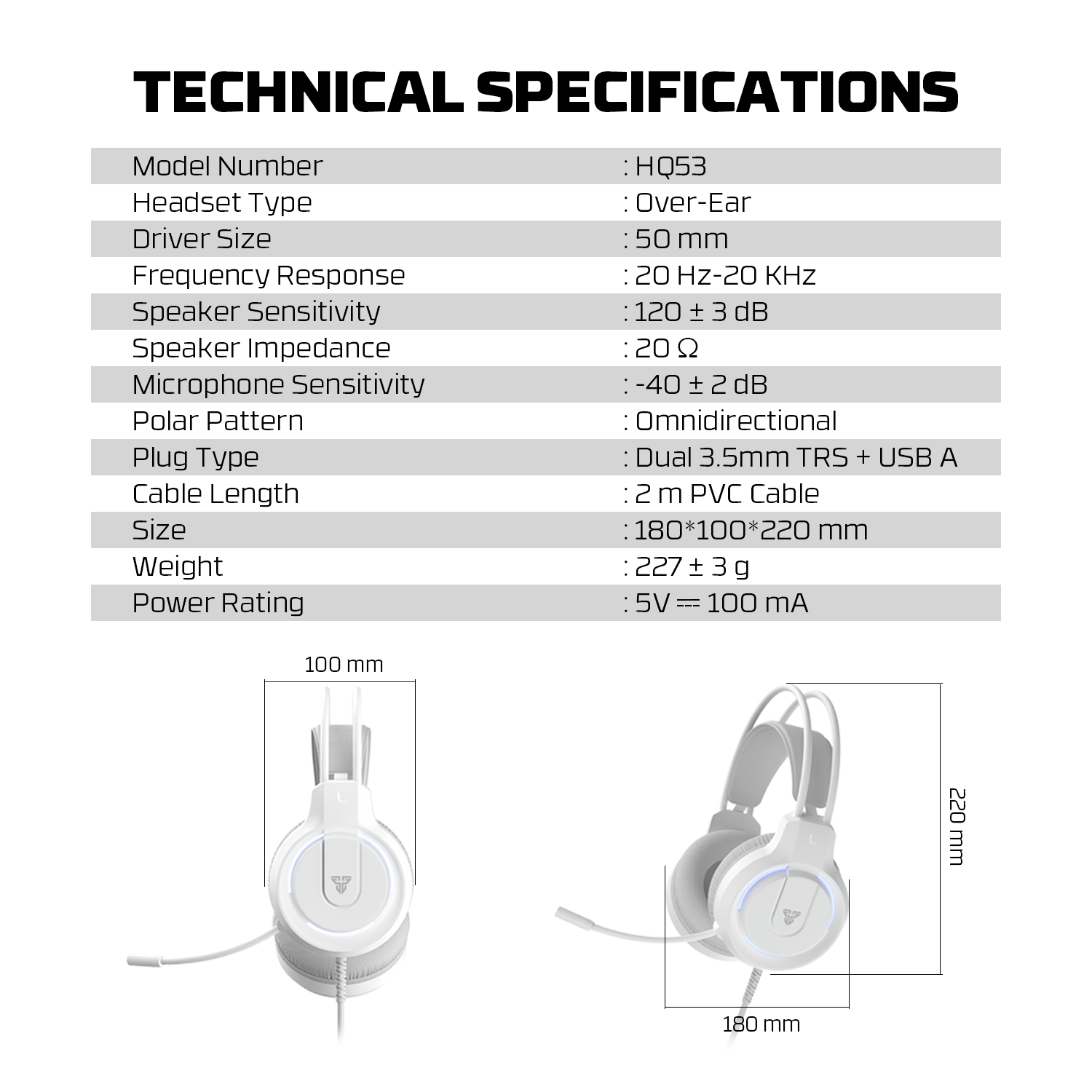 FANTECH HQ53 FLASH LIGHTWEIGHT RED/WHITE ACCENT LIGHTING GAMING HEADSET. 