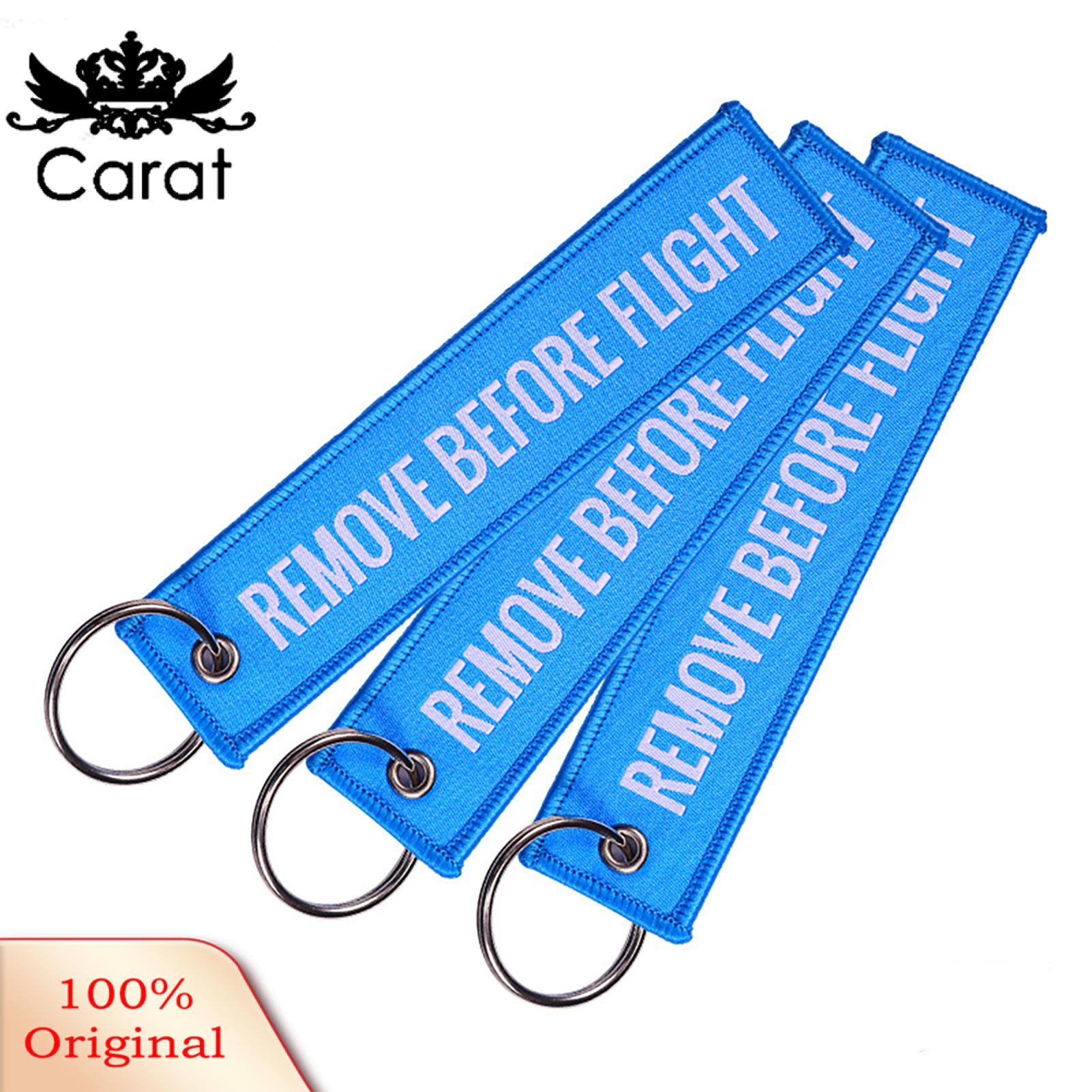 Carat Keychain Lightweight Printed Remove Before Flight Key Ring. 