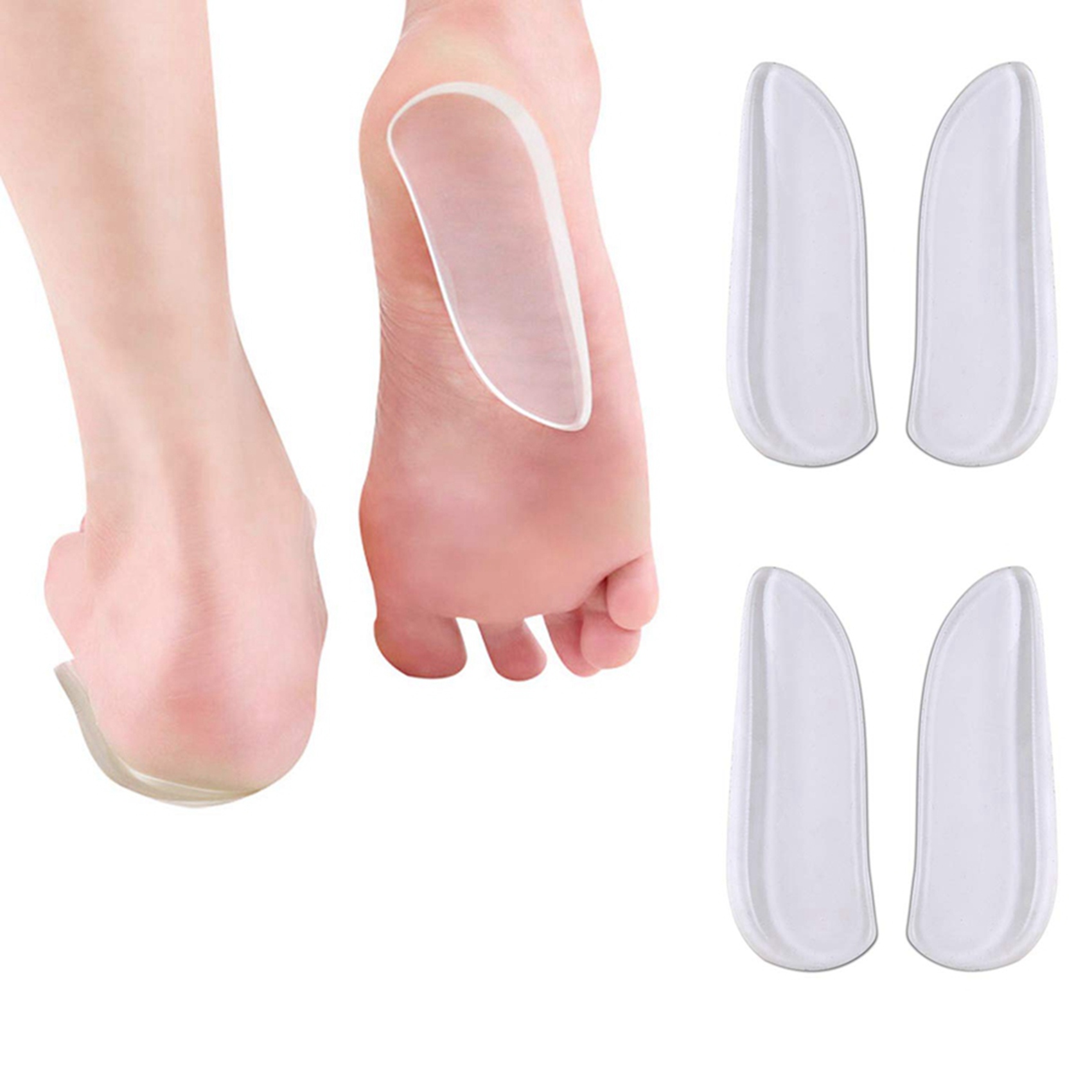 4 Pairs Medial & Lateral Heel Wedge Silicone Insoles - Corrective Adhesive Shoe Inserts